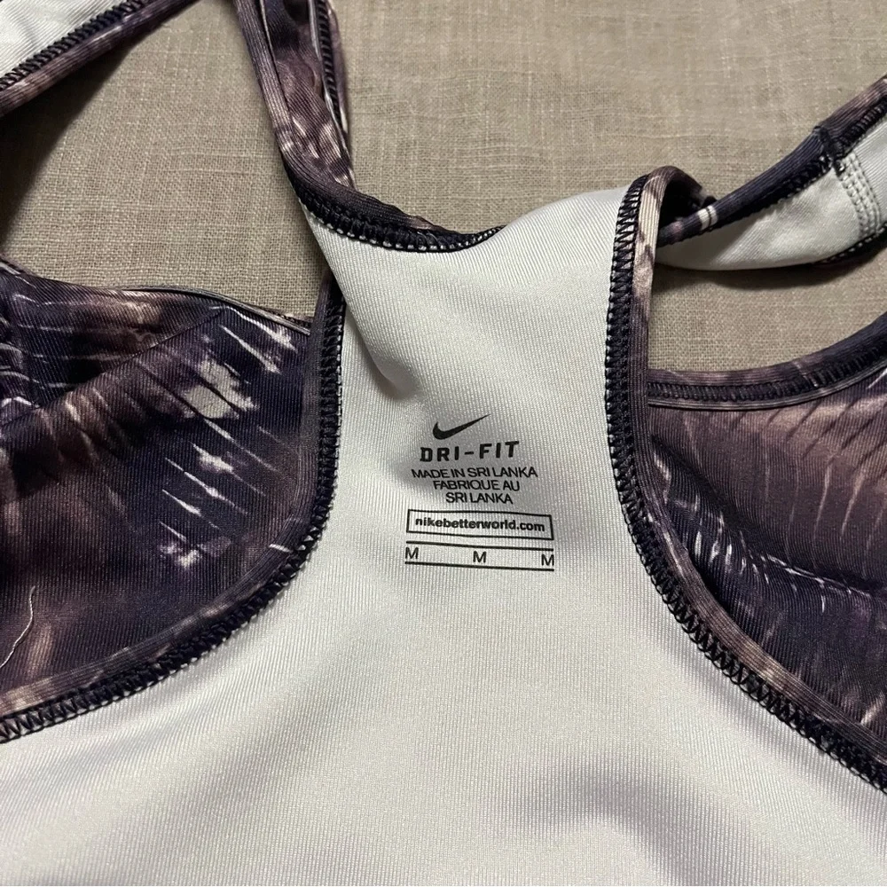Nike Pro Classic Center Swoosh Sports Bra Size Medium Purple Abstract
